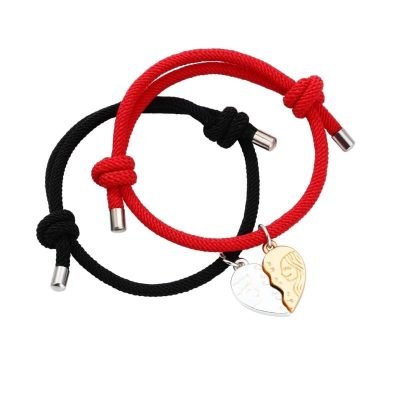 Heart Bracelet with Magnets for Couples