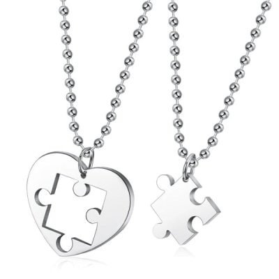 Heart Puzzle Couple Necklace