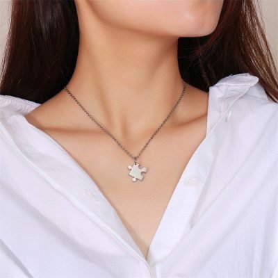 Heart Puzzle Couple Necklace