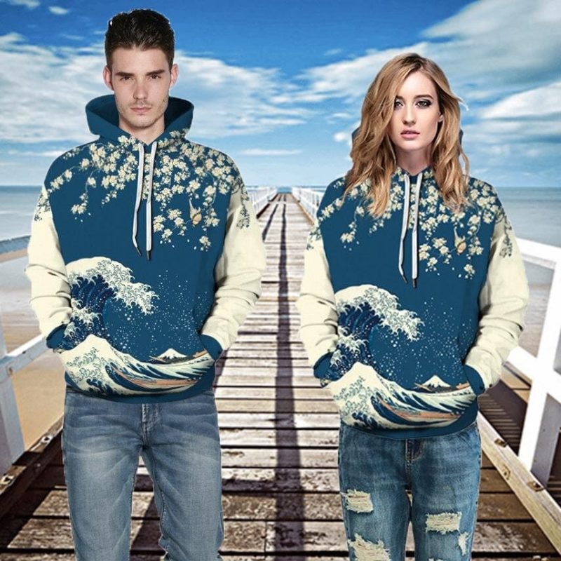 Kanagawa Hoodies for Couples