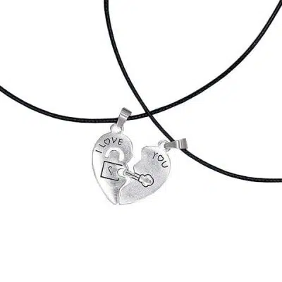 Key & Lock Heart Necklace for Couples