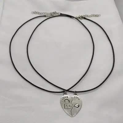 Key & Lock Heart Necklace for Couples