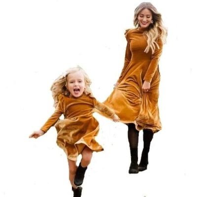 Long Velvet Dress Mother and Daughter