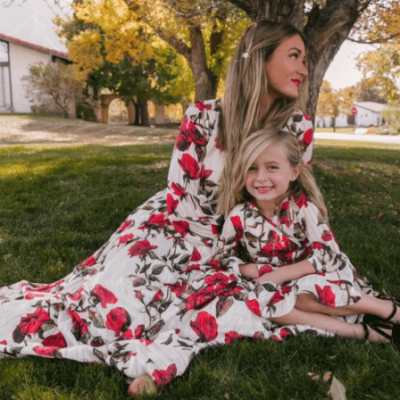 Mama and Mini Long Sleeves Maxi Dress