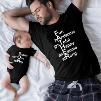 Matching Black T-shirts for Father and Son