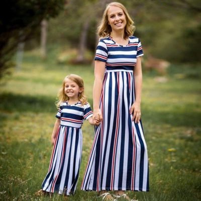 Matching Mom and Daughter Striped Dress