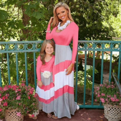 Matching Mother and Daughter Long Sleeves Dress