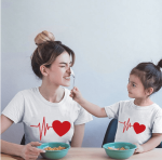 Mom and Daughter Heartbeat T-shirts