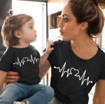 Mom and Daughter Matching Heartbeat Shirts