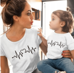 Mom and Daughter Matching Heartbeat Shirts