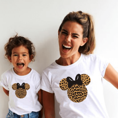 Mom and Daughter Matching Mouse Shirts