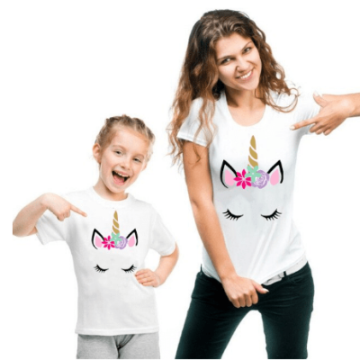 Mom and Daughter Matching Unicorn T-shirts