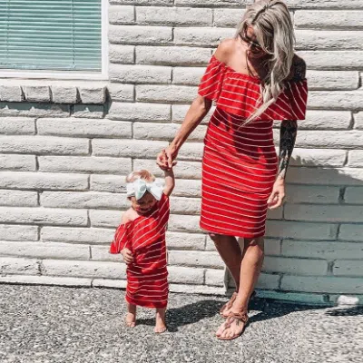 Mommy and Me Off Shoulder Dresses
