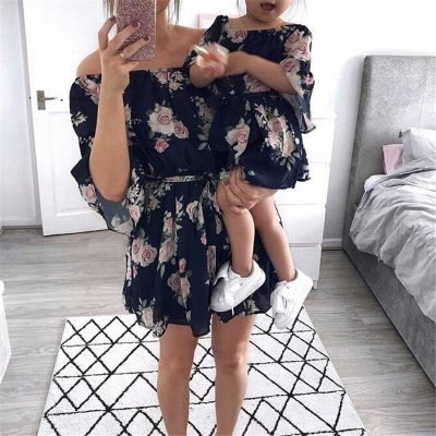 Mother and Daughter Floral Dresses