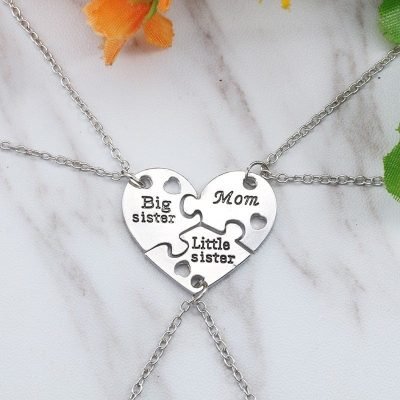 Mother and Daughter Silver Necklace