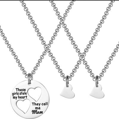 Mother Daughter Engraved Necklace