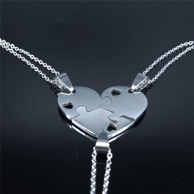 Mother Daughter Heart Necklace Silver