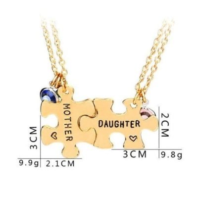 Mother Daughter Puzzle Necklace