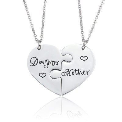 Mother Daughter Split Heart Necklace