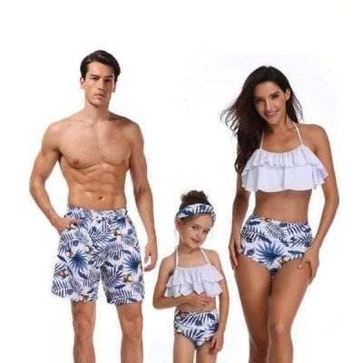 Mum Dad and Daughter Matching Swimwear