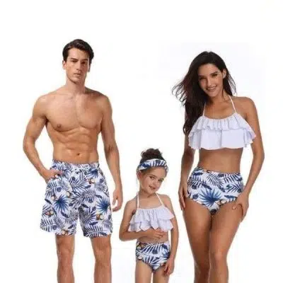 Mum Dad and Daughter Matching Swimwear