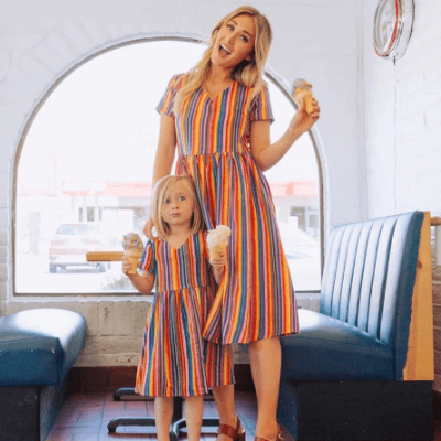 Mummy and Daughter Striped Dress