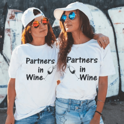 Partners in wine T-shirts for BBF