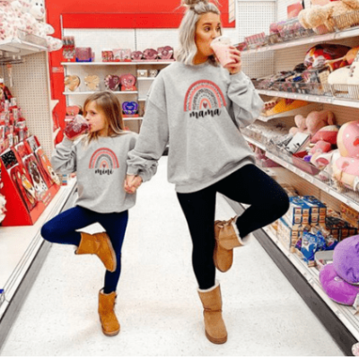 Rainbow Sweaters for Mother and Daughter