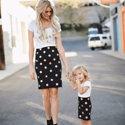 Tenue mère fille blanc et noir